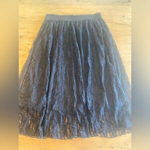 Lavish Black Midi Gathered Lace Skirt Black‎ Women’s Large Preloved